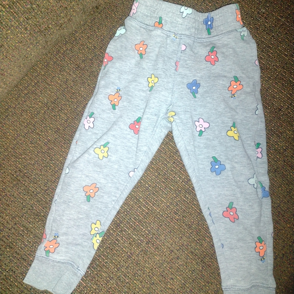 Floral Kids Leggings - Gray